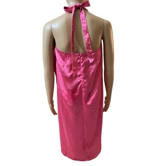 NWT WeWoreWhat Satin Halter Dress Hot Pink Size‎ Medium - Picture 5 of 12